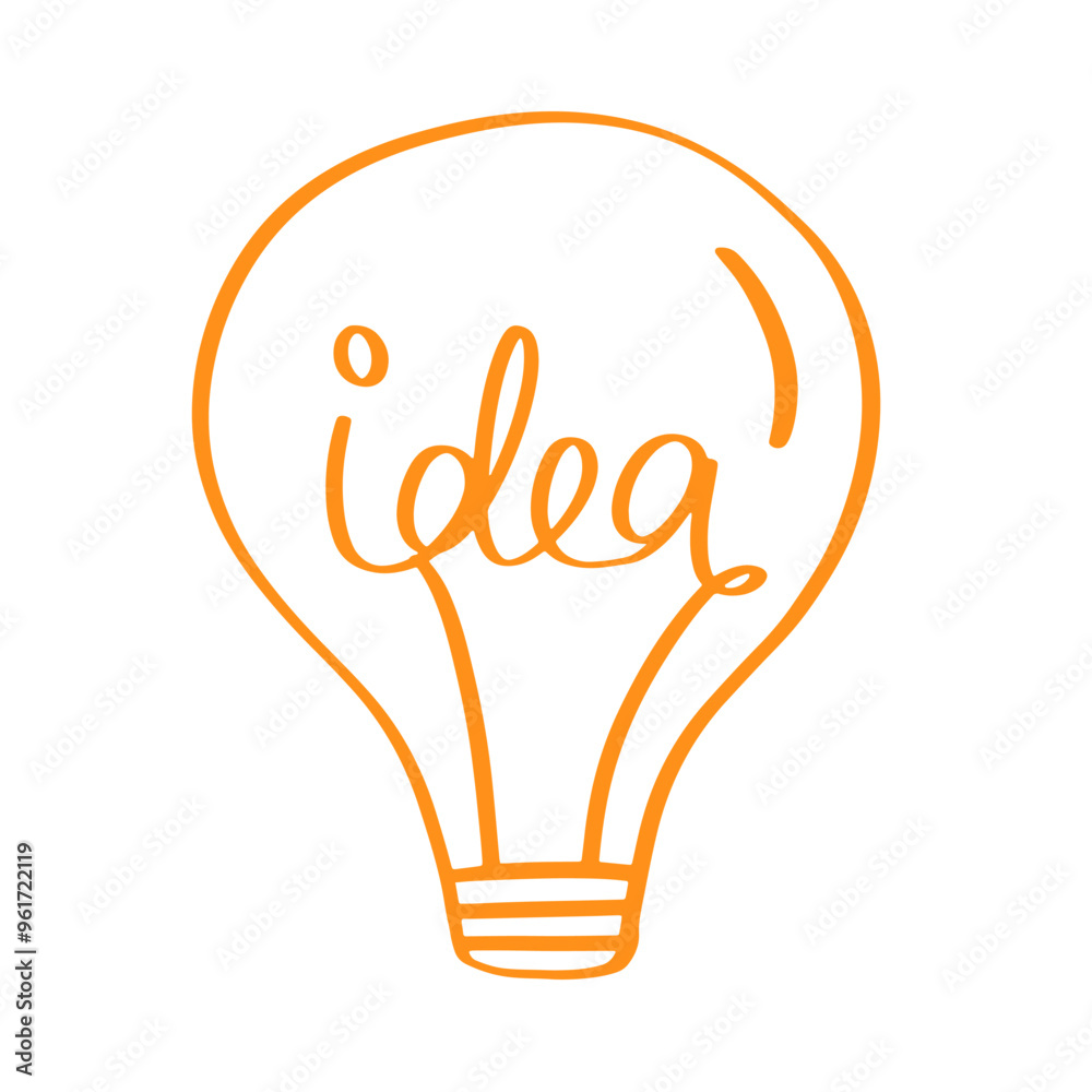 Fototapeta premium Idea Light Bulb Brainstorm Solution Calligraphy