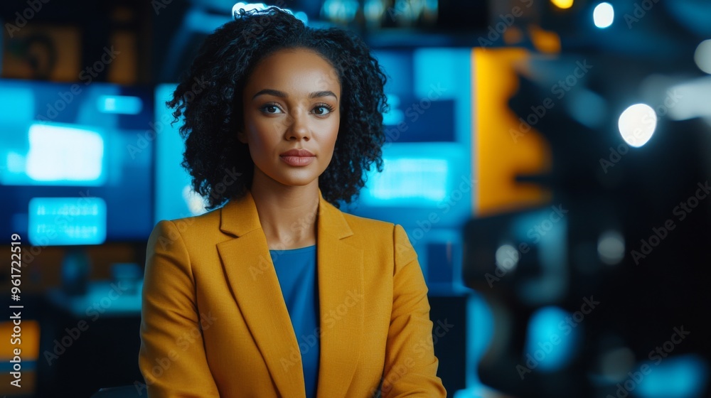 Confident News Anchor in Studio