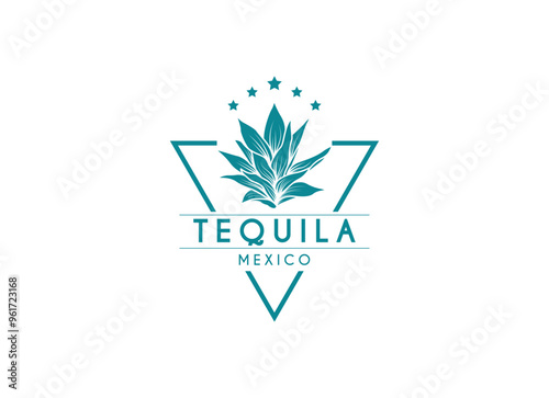 Tequila drinks Mexico logo design. Vector illustration of Mexican Blue Agave Plant for Tequila Drink Vintage Label Logo Design