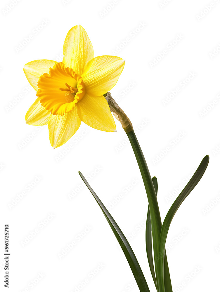 Fototapeta premium bright yellow daffodil isolated on transparent background