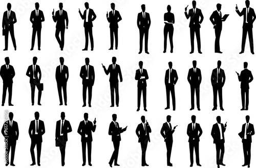 collection of silhouettes of a simple business entrepreneur