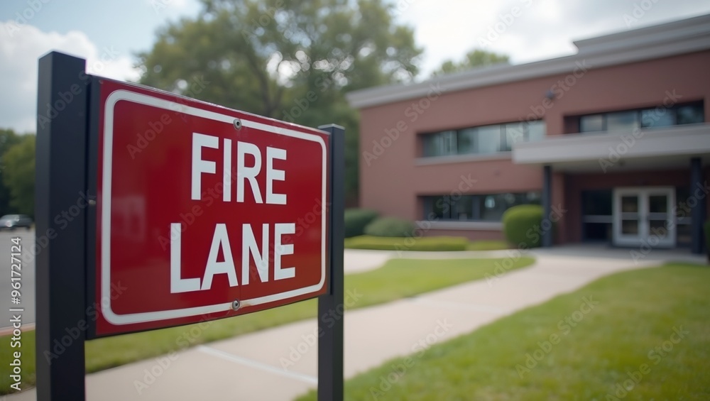 Emergency Access Fire Lane Sign at Hospital Entrance Emergency Access Fire Lane Sign at Hospital Entrance
