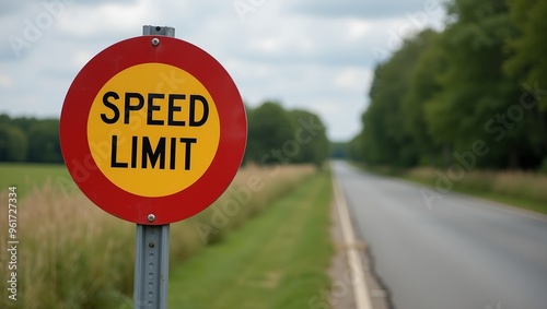 Rural Speed Limit Sign on Country Road