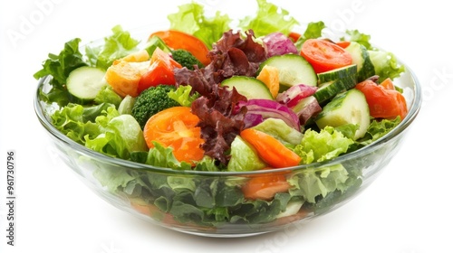 Fresh and Healthy Salad in a Glass Bowl