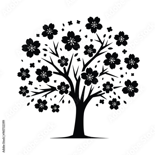 Cherry blossom tree silhouette