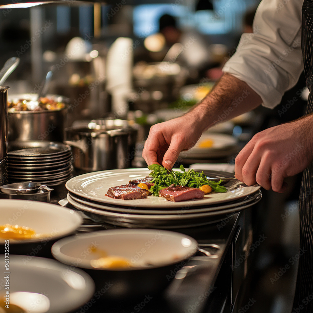 Chef Plating Steak. Chef Plating Steak.