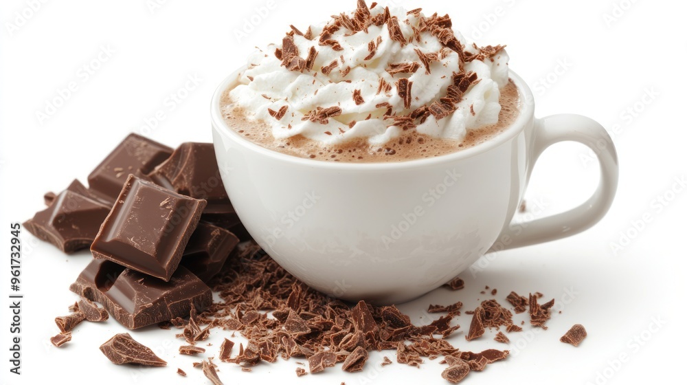 Delicious Hot Chocolate with Whipped Cream and Chocolate Shavings Delicious Hot Chocolate with Whipped Cream and Chocolate Shavings