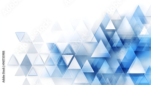 Abstract geometric design featuring blue and white triangles in a dynamic arrangement