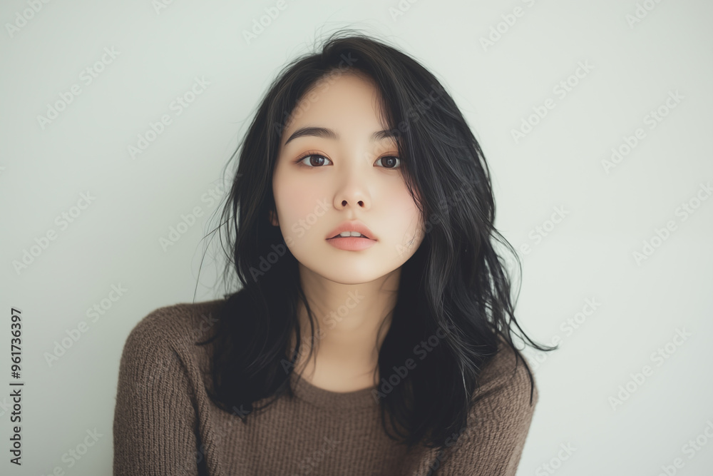Portrait of young Asian woman with natural makeup in soft light Portrait of young Asian woman with natural makeup in soft light