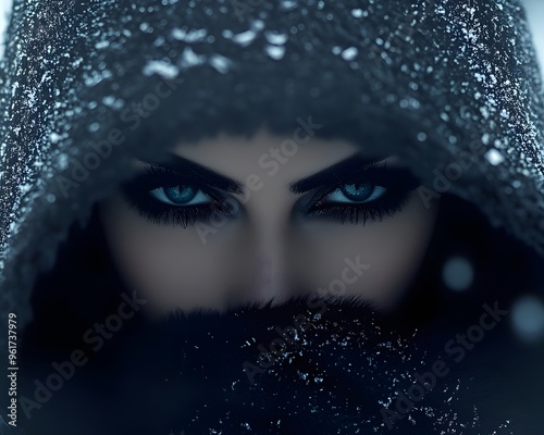 Mysterious Woman s Eyes In Snow photo