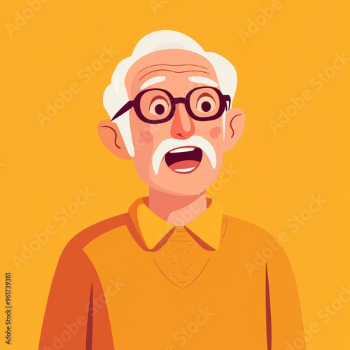 Elderly person, difficulty speaking, slurred speech, flat design illustration