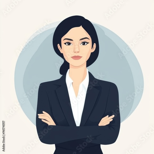 Confident woman in professional attire, flat design illustration