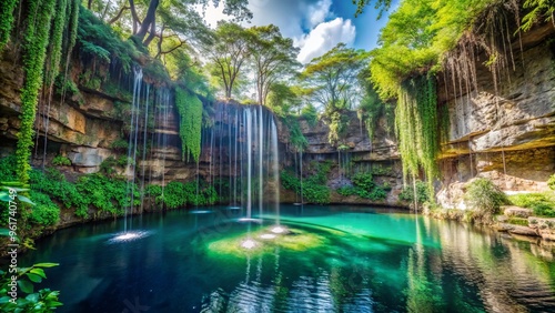 The breathtaking Ik Kil Cenote showcases a stunning natural pool in the heart of Mexico's Yucatan Peninsula, a