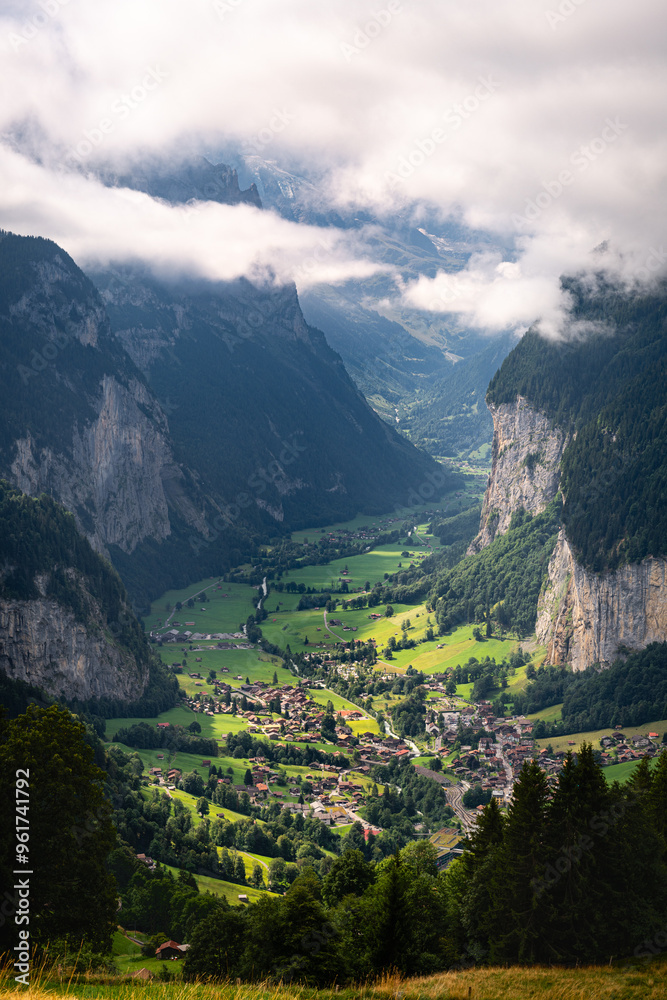 Fototapeta premium View of Lauterbrunnen and its valley, Switzerland