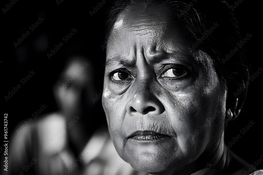 Closeup Portrait of an Elderly Woman with Intense Expression Closeup Portrait of an Elderly Woman with Intense Expression