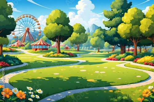 anime cartoon style woodland forest background banner