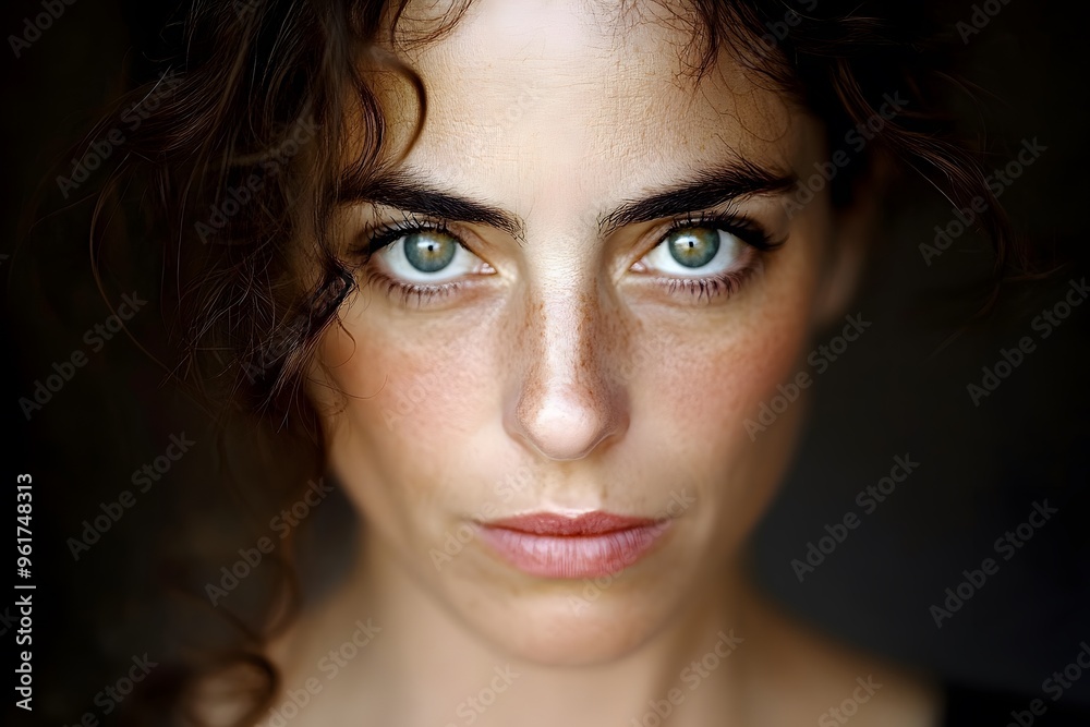 Close Up Portrait Woman with Green Eyes Close Up Portrait Woman with Green Eyes