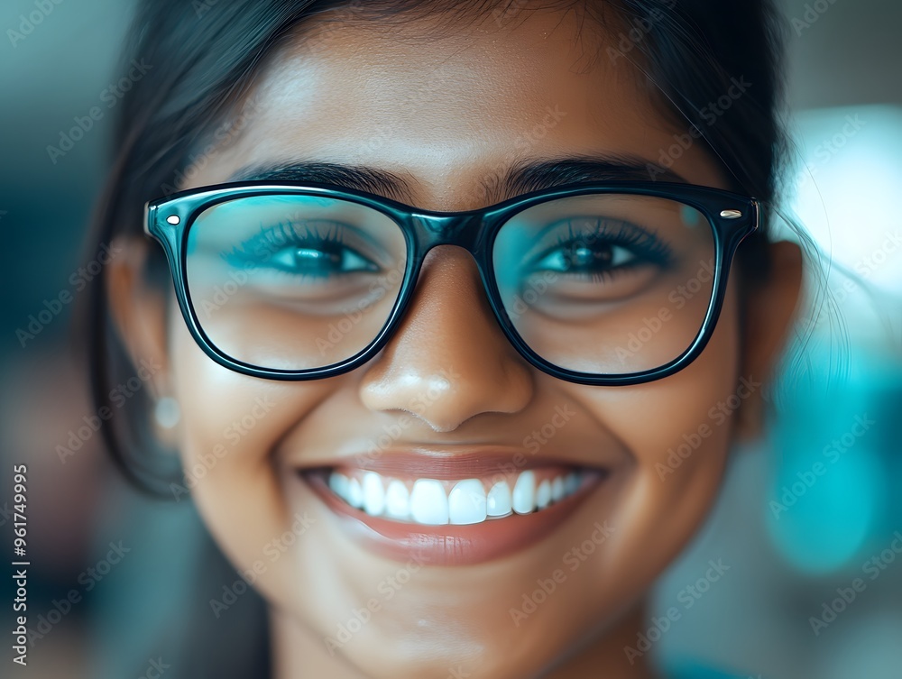 Closeup Portrait of Smiling Woman Wearing Glasses Closeup Portrait of Smiling Woman Wearing Glasses