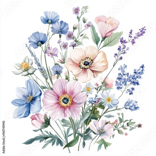 19. Outdoor floral design, delicate hand-painted pattern, watercolor style