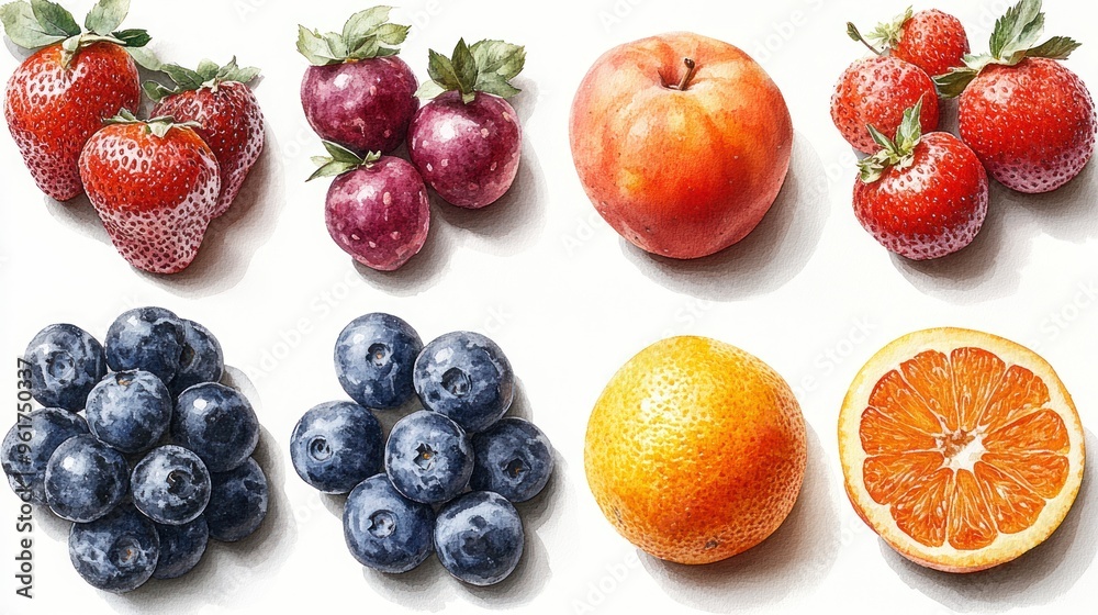 A vibrant display of colorful fruits showcasing their textures and hues A vibrant display of colorful fruits showcasing their textures and hues