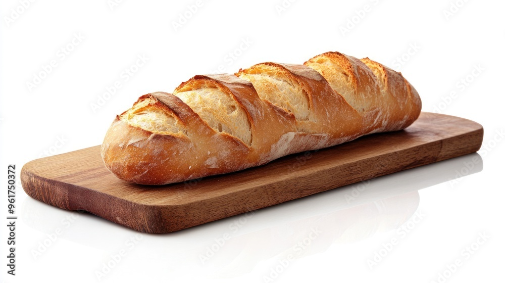 Freshly Baked French Bread on Wooden Cutting Board Freshly Baked French Bread on Wooden Cutting Board