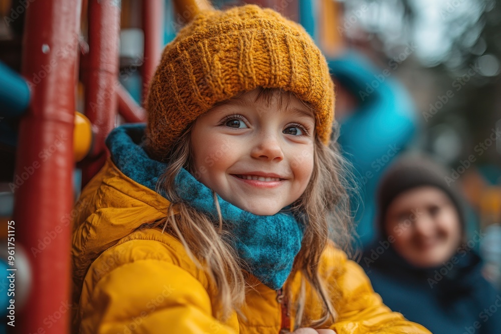 Smiling Little Girl in a Yellow Jacket Smiling Little Girl in a Yellow Jacket
