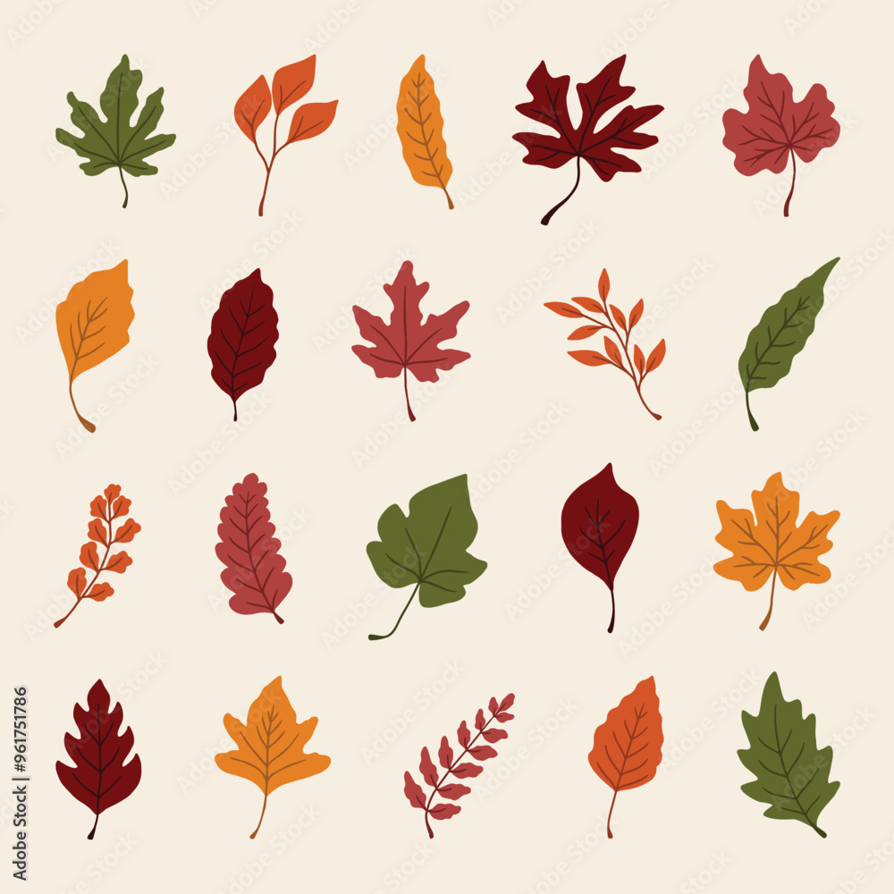Obraz premium set of autumn leaves vector