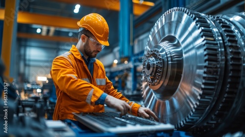 Engineer working on machinery in industrial factory