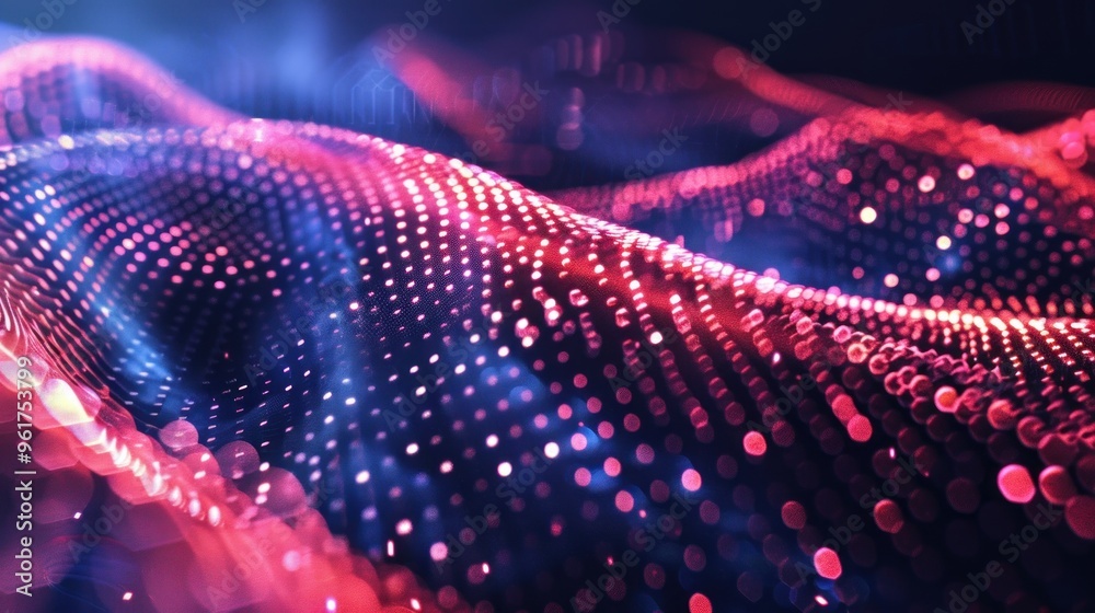 Abstract Digital Wave with Red and Blue Lights Abstract Digital Wave with Red and Blue Lights