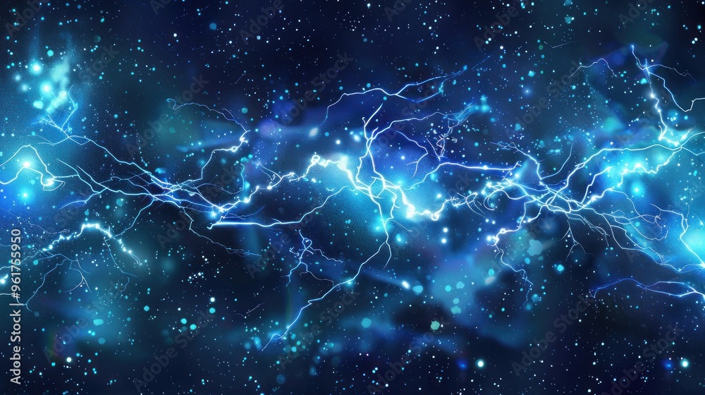 Abstract Blue Lightning and Sparkles Background Abstract Blue Lightning and Sparkles Background