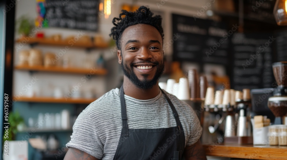 Friendly Barista in Modern Cafe Friendly Barista in Modern Cafe