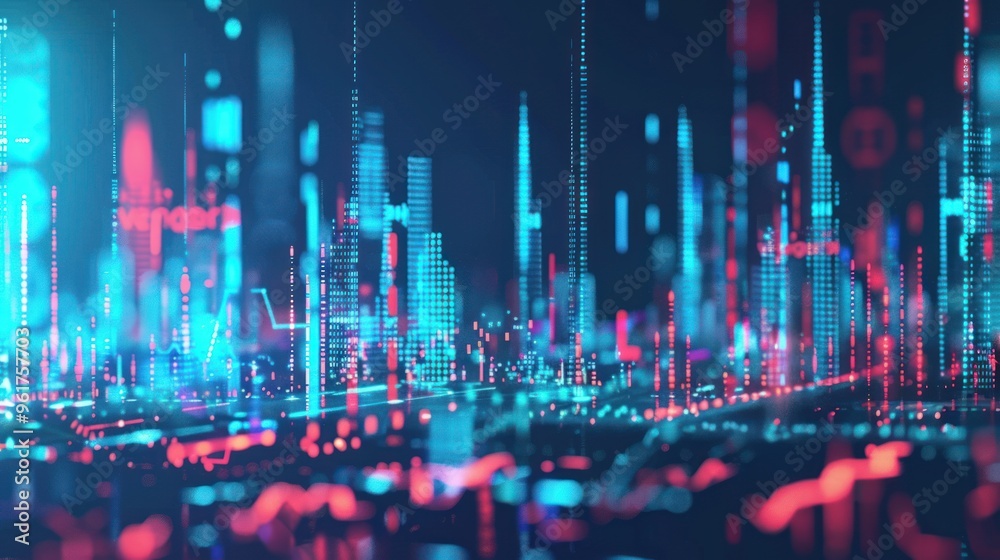 Obraz premium Abstract Cityscape of Digital Data