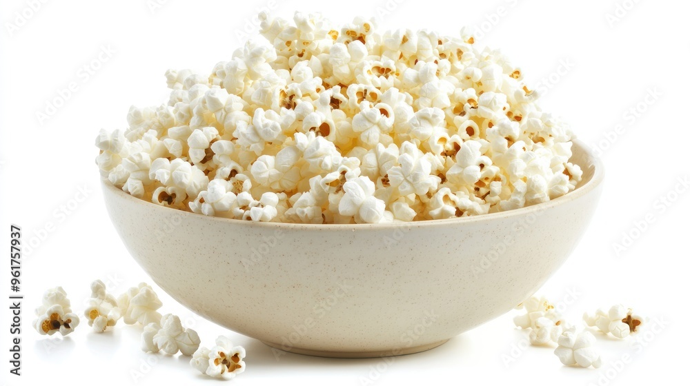 Bowl of Popcorn on White Background Bowl of Popcorn on White Background