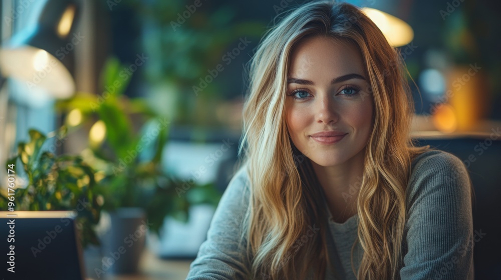Young Woman Working in Cozy Home Office Young Woman Working in Cozy Home Office