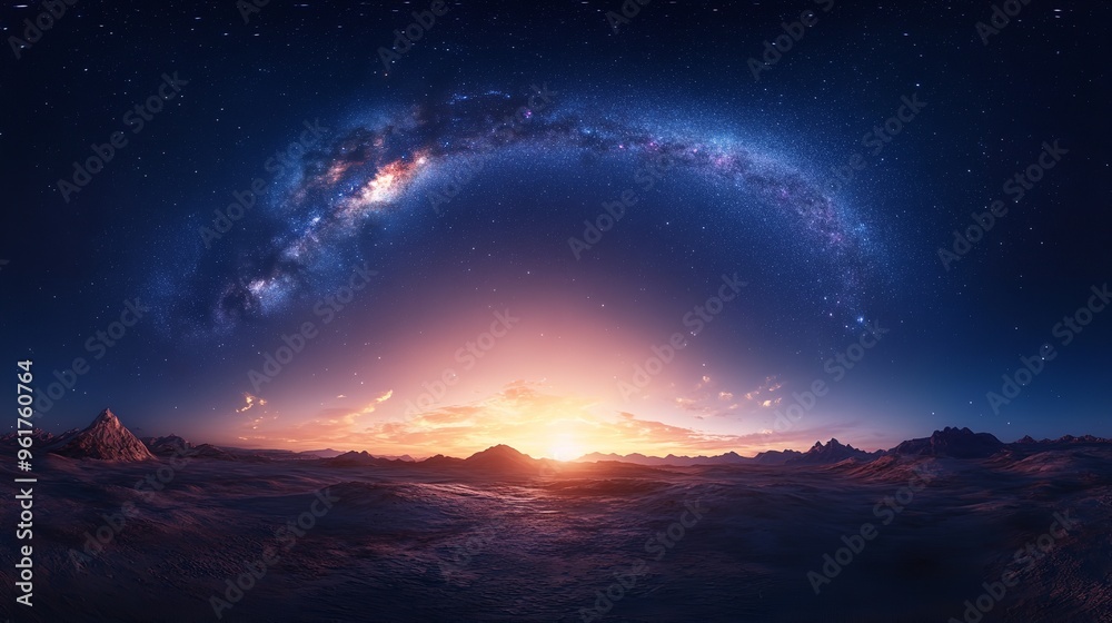 A purple sky with the stars and galaxy in the middle, galaxy sky A purple sky with the stars and galaxy in the middle, galaxy sky