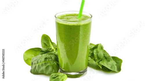 Refreshing Green Smoothie with Spinach photo