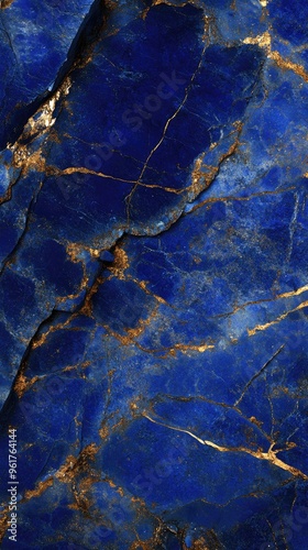 Abstract background of blue lapis lazuli stone with golden veins