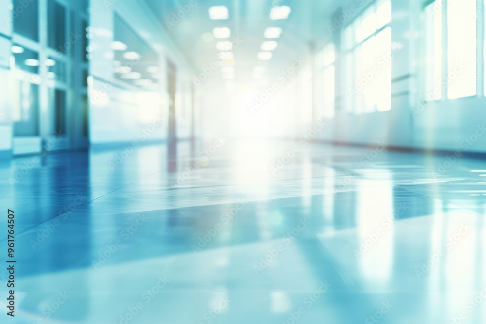 Abstract blurred hospital background with clean interior and clinical atmosphere Abstract blurred hospital background with clean interior and clinical atmosphere