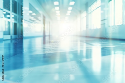 Abstract blurred hospital background with clean interior and clinical atmosphere