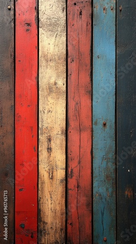 Colorful vintage wooden planks forming a textured background