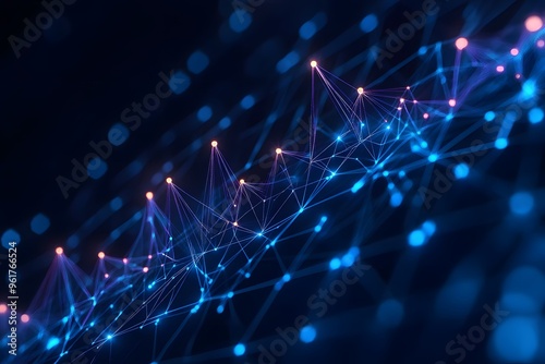 Abstract Network of Interconnected Glowing Lines and Points