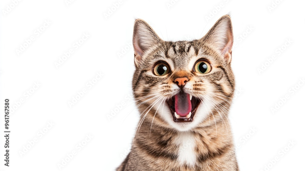 Fototapeta premium Crazy surprised cat pets close-up.AI generated image