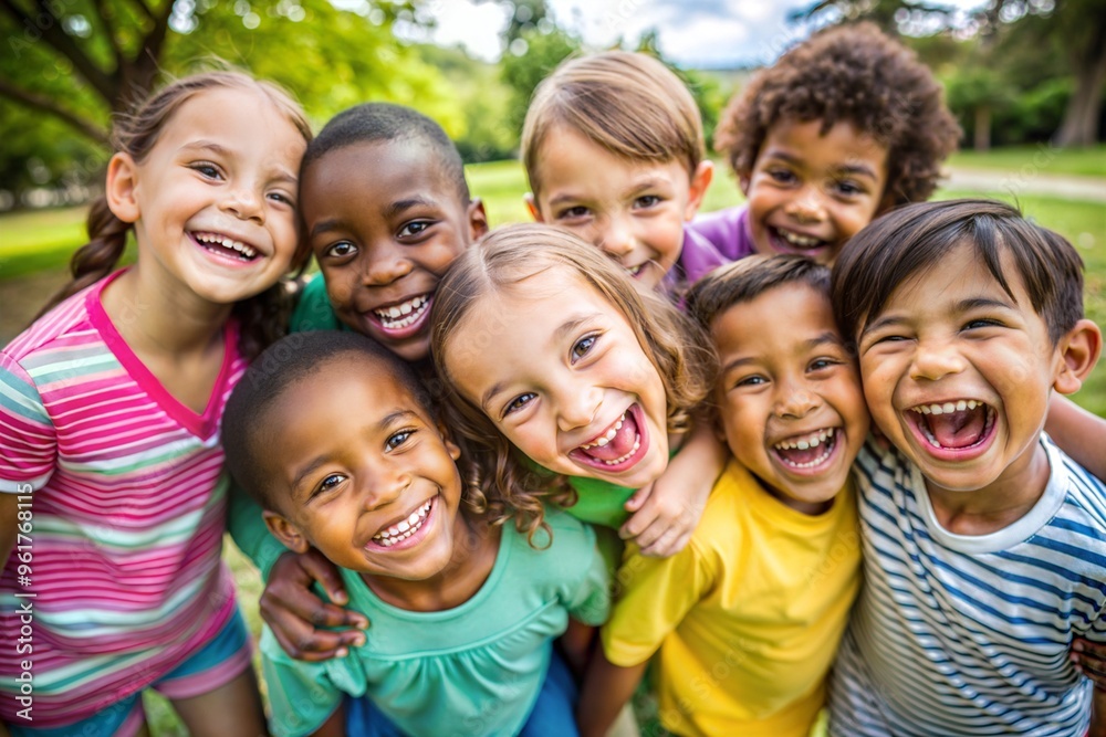 custom made wallpaper toronto digitalJoyful group of diverse children smiling outdoors on sunny day in park