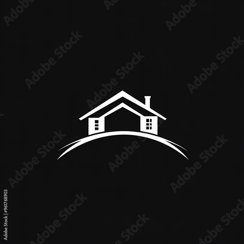 Simple White House with Chimney on a Curved Hill