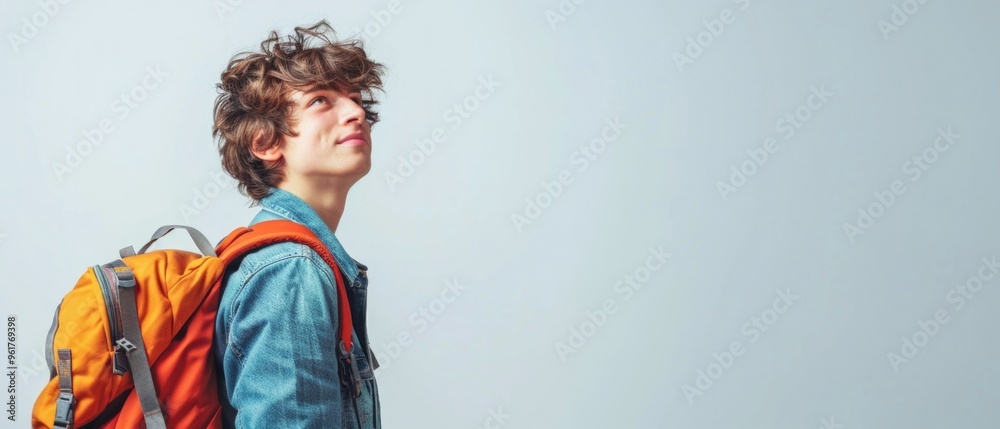 Fototapeta premium A young man wearing a blue jacket