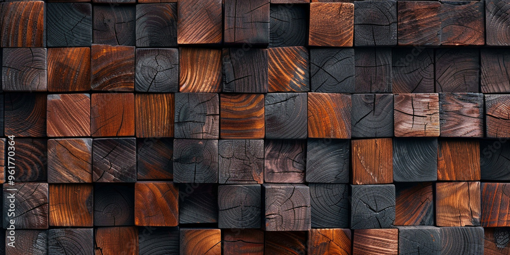 Stacked Wooden Planks - Visible Knots and Grain Patterns on Dark Background Stacked Wooden Planks - Visible Knots and Grain Patterns on Dark Background