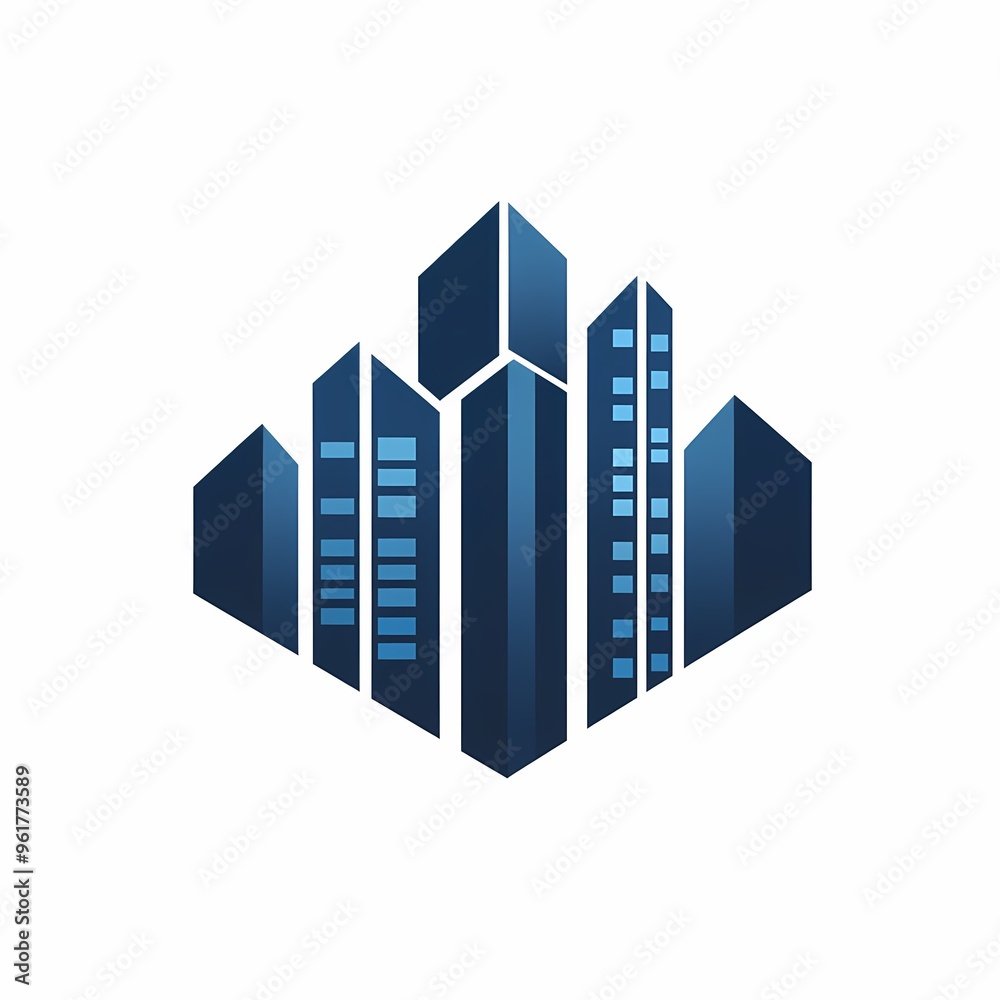 Stylized Blue Skyscraper Icon Illustration Stylized Blue Skyscraper Icon Illustration