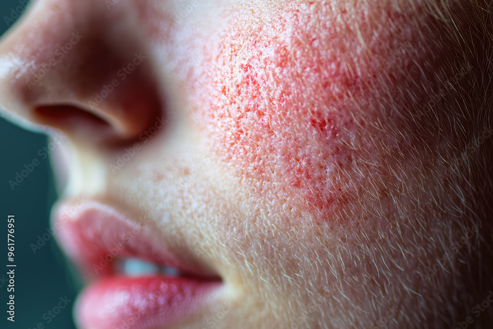 Close-Up of Red, Irritated Skin, a Reminder of the Body's Fragility. Close-Up of Red, Irritated Skin, a Reminder of the Body's Fragility.