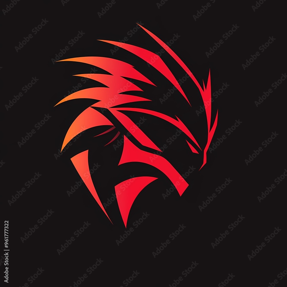 Abstract Red and Orange Dragon Head Design Abstract Red and Orange Dragon Head Design