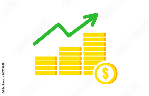 graph coin money growth finance icon vector for business